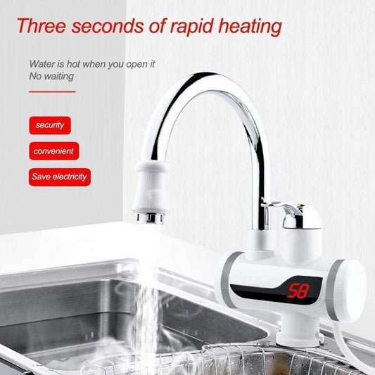 Electric Hot Water Heater Faucet Kitchen And Bathroom Heating Dispenser Tap Digital Temperature With Display - GadgetPlus