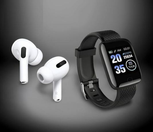 Bluetooth Wireless Earbuds & Smart Watch (Pack Of 2)Assorted Color - GadgetPlus