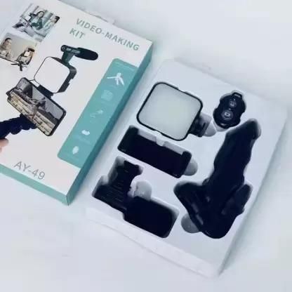 Enhanced Vlogging Kit: MIC, Mini Tripod Stand, LED Light & Phone Holder Clip